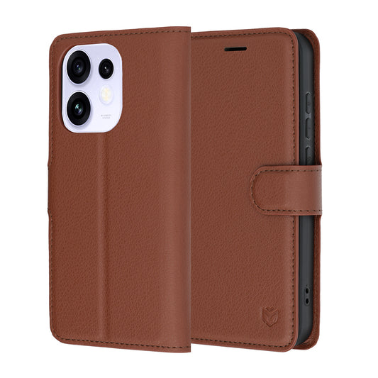 Coque pour Oppo Reno16 / Reno16 Pro, Techsuit, Leather Folio, Marron