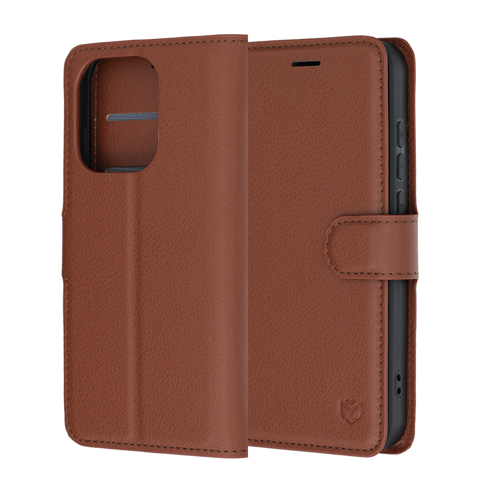Coque pour Oppo Reno16 / Reno16 Pro, Techsuit, Leather Folio, Marron