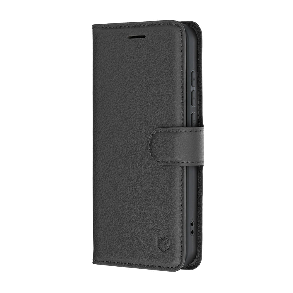 Hülle für Oppo Reno16 / Reno16 Pro, Techsuit, Leder-Folio, Schwarz