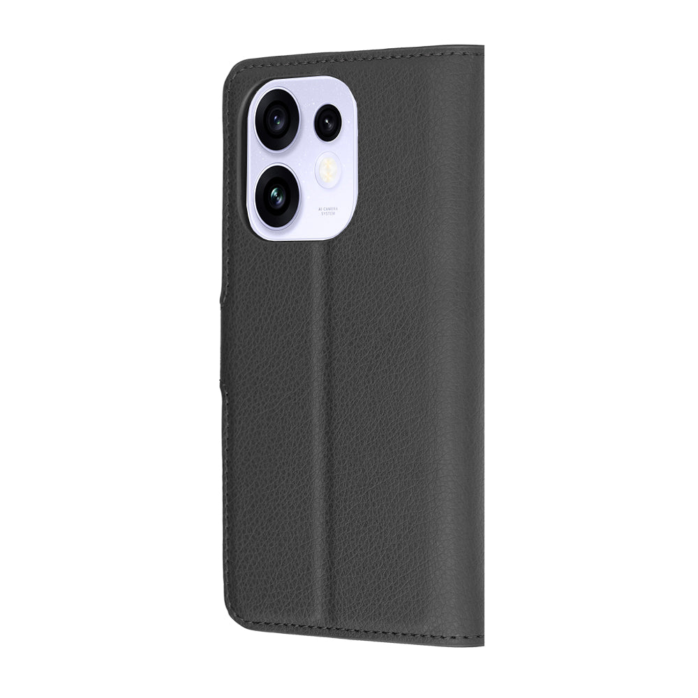 Hülle für Oppo Reno16 / Reno16 Pro, Techsuit, Leder-Folio, Schwarz
