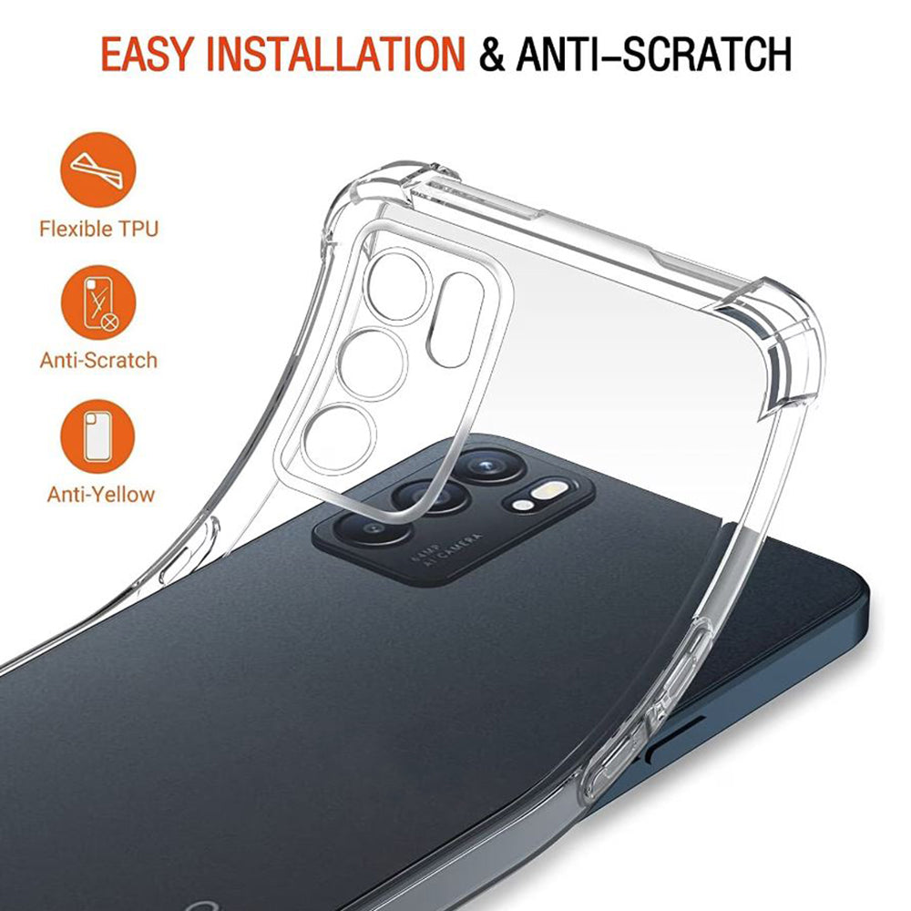 Case for Oppo Reno6 5G, Techsuit, Shockproof Clear, Transparent