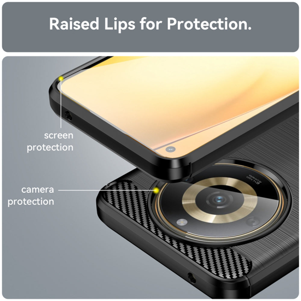 Hülle für Realme 11 4G, Techsuit, Carbon, Schwarz