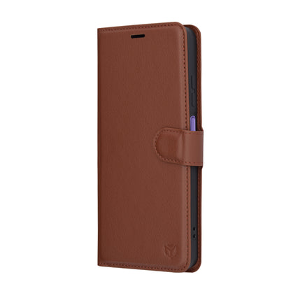 Coque pour Realme 12x / 12, Techsuit, Leather Folio, Marron