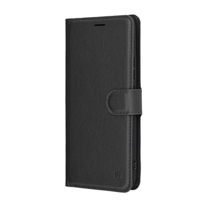 Hülle für Realme 14 Pro+, Techsuit, Leder-Folio, Schwarz