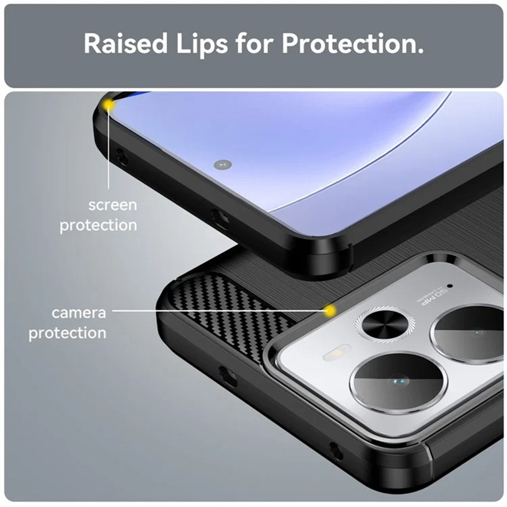 Coque pour Realme 14T / 14, Techsuit, Carbone, Noire