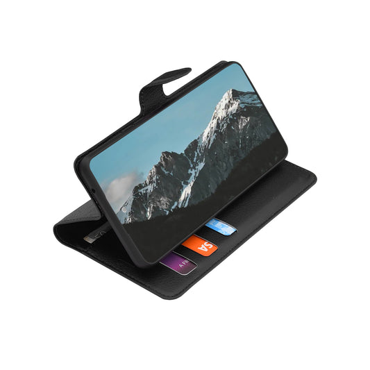 Hülle für Realme 16, Techsuit, Leather Folio, Schwarz