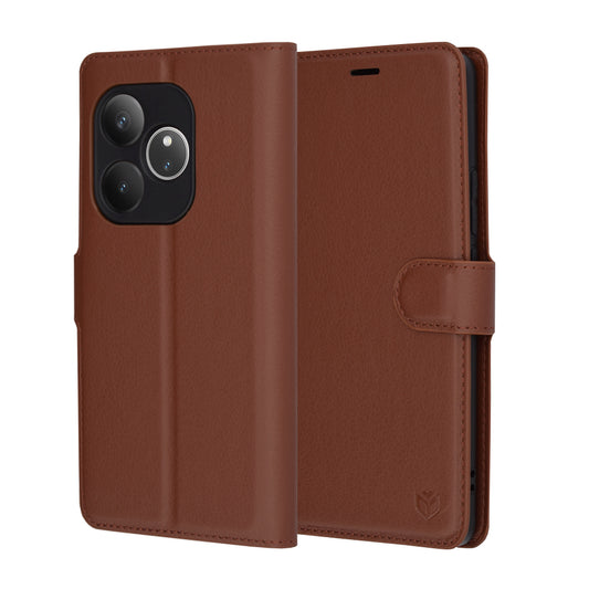 Coque pour Realme GT 6T / GT 6, Techsuit, Leather Folio, Marron