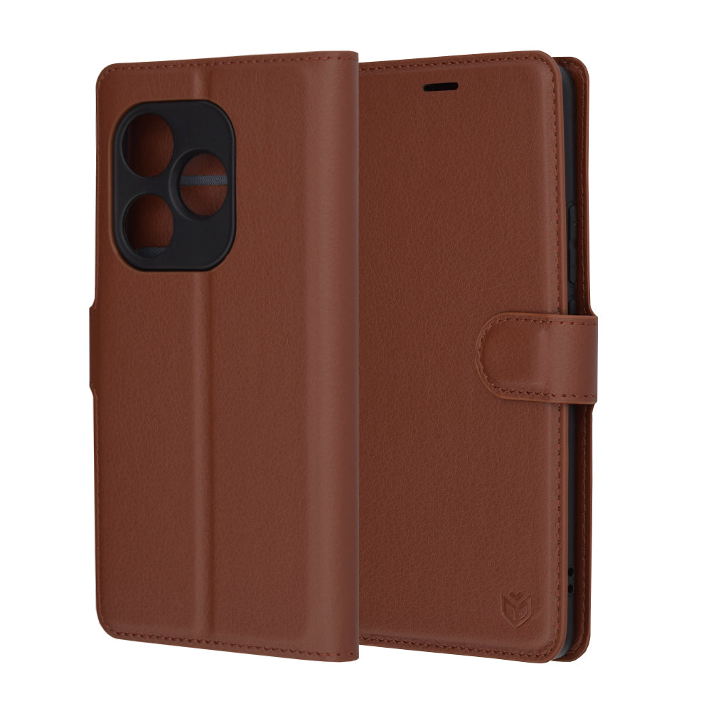 Coque pour Realme GT 6T / GT 6, Techsuit, Leather Folio, Marron
