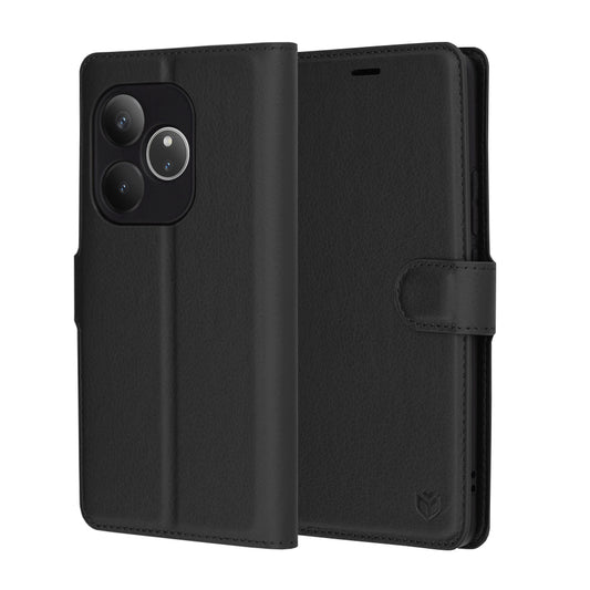 Coque pour Realme GT 6T / GT 6, Techsuit, Leather Folio, Noire