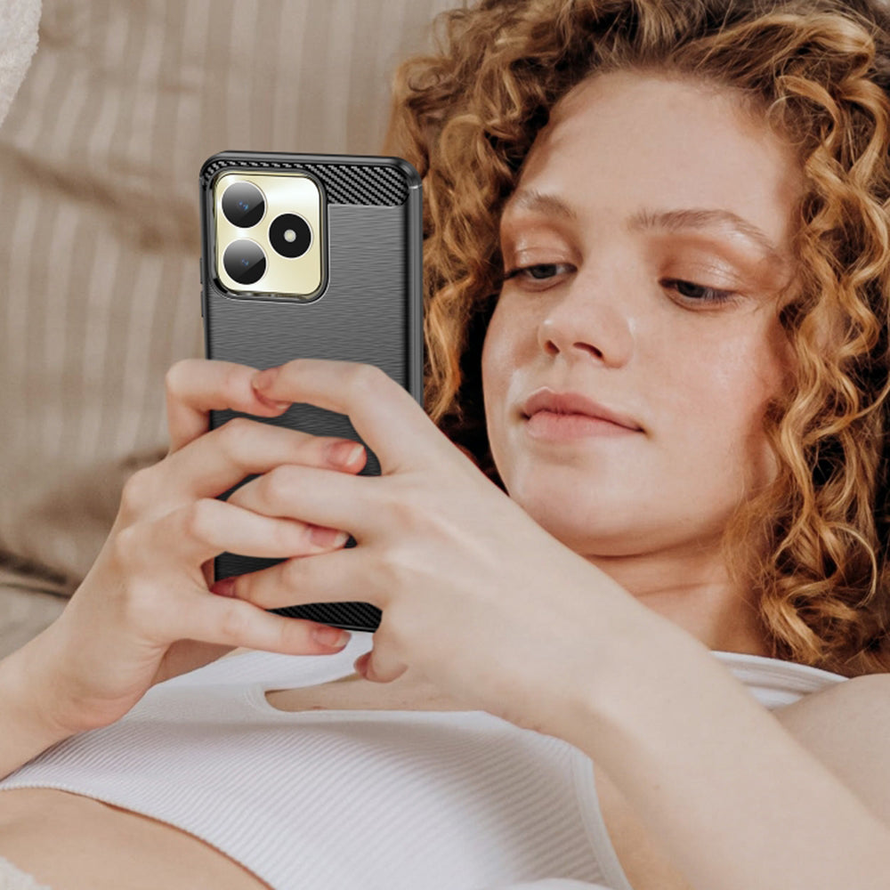 Hülle für Realme Note 50 / C51, Techsuit, Carbon, Schwarz