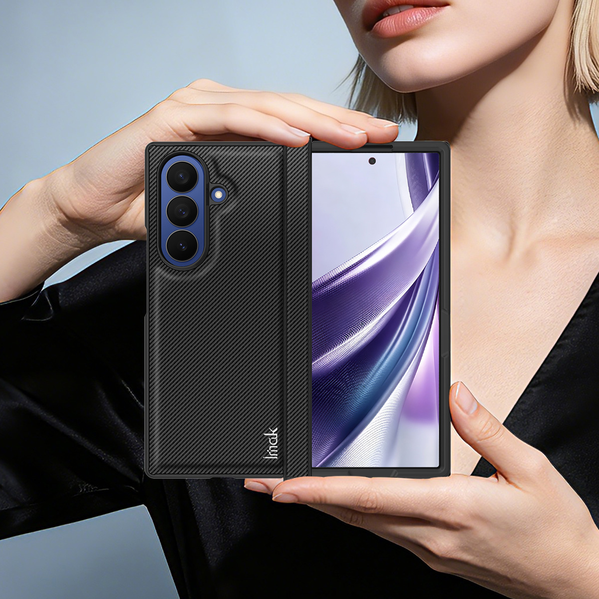 Hülle für Samsung Galaxy Z Fold8 Ultra F976, Imak, Carbon, Schwarz