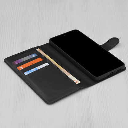 Hülle für Samsung Galaxy A56 A566, Techsuit, Leder-Folio, Schwarz