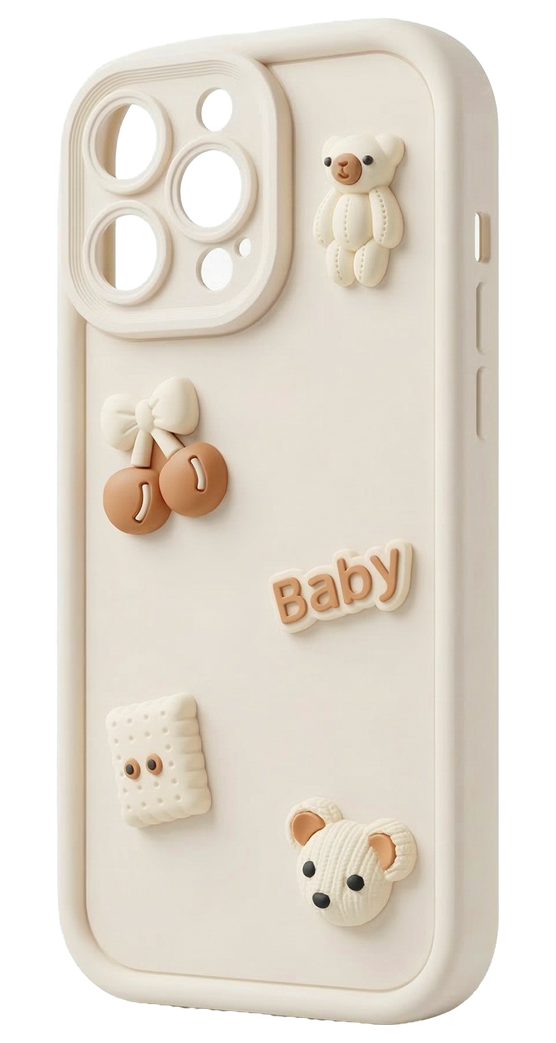 Coque pour Samsung Galaxy S25 S931, OEM, Ultra Trendy 3D Bear, Beige