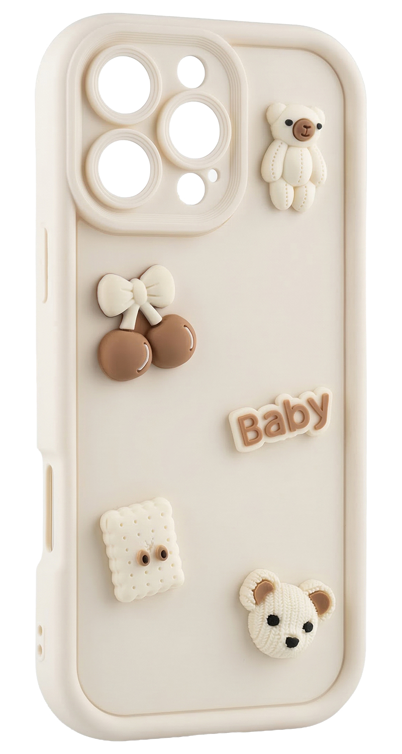 Coque pour Samsung Galaxy S25 Ultra S938, OEM, Ultra Trendy 3D Bear, Beige