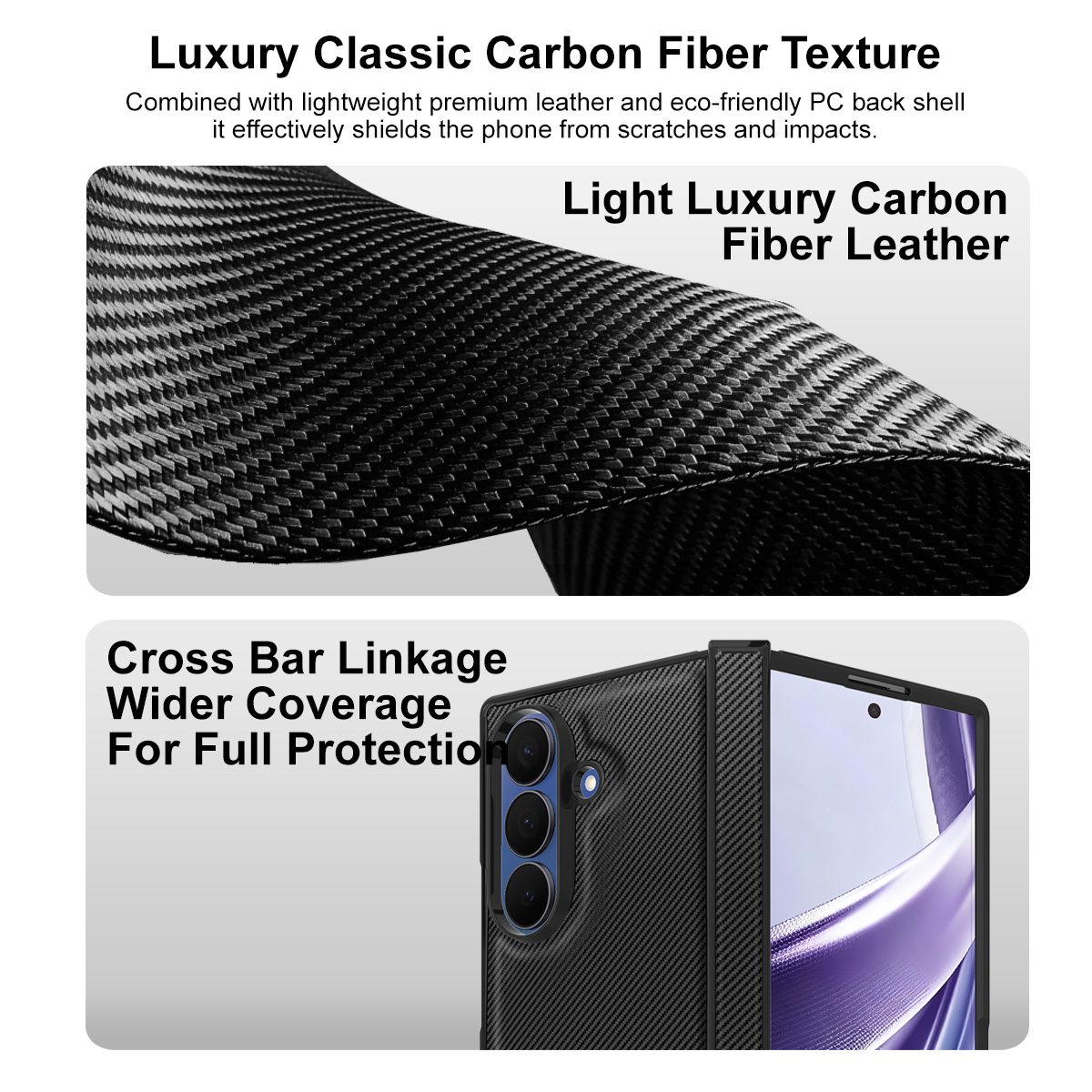 Hülle für Samsung Galaxy Z Fold8 Ultra F976, Imak, Carbon, Schwarz
