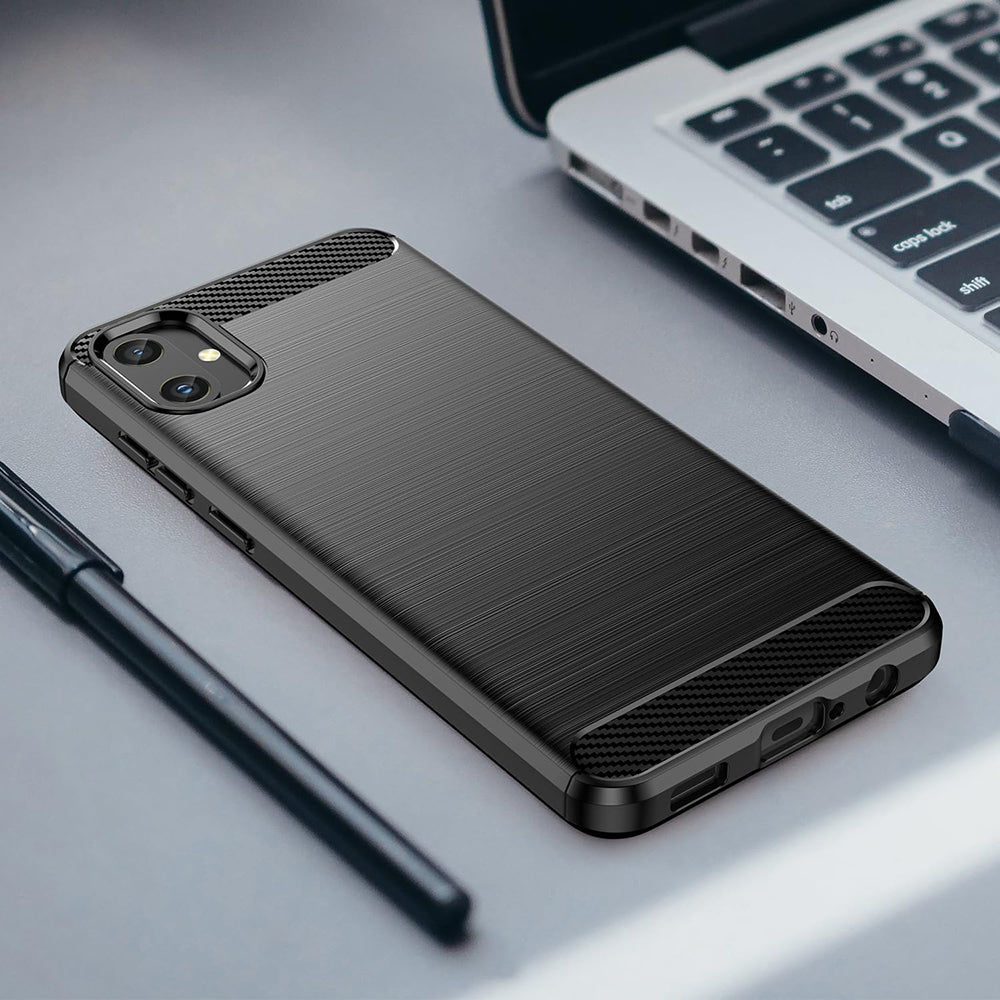 Hülle für Samsung Galaxy A05 A055, Techsuit, Carbon, Schwarz