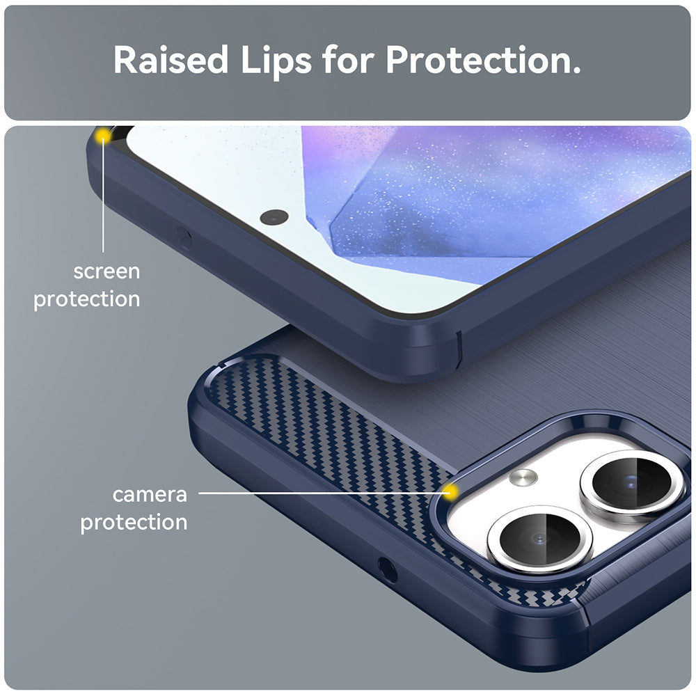 Coque pour Samsung Galaxy A06 A065, Techsuit, Carbone, Bleue