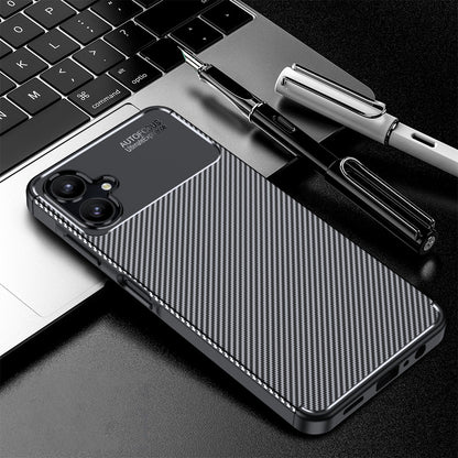 Coque pour Samsung Galaxy A06 A065, Techsuit, Fibre de carbone, Noire
