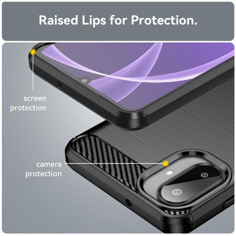 Coque pour Samsung Galaxy A07 4G A075, Techsuit, Carbone, Noire