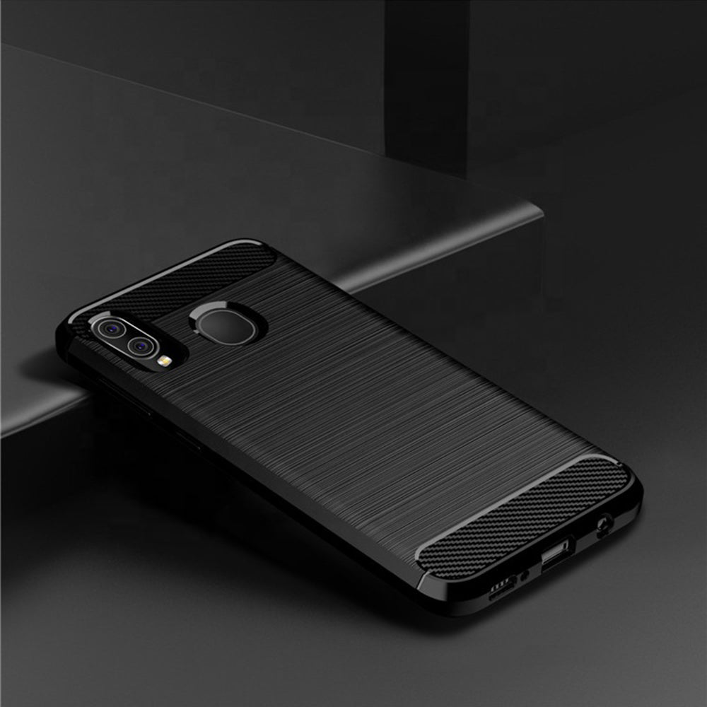 Coque pour Samsung Galaxy A10 A105 / M10 M105, Techsuit, Carbone, Noire