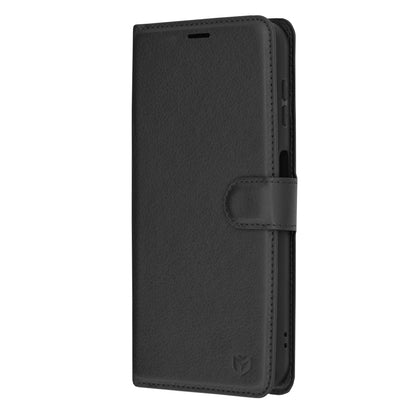 Hülle für Samsung Galaxy A14 A145 / A14 5G A146, Techsuit, Leder-Folio, Schwarz