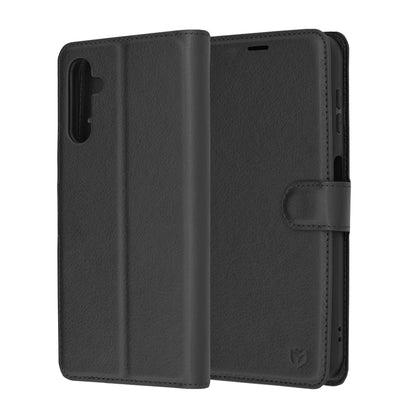 Hülle für Samsung Galaxy A14 A145 / A14 5G A146, Techsuit, Leder-Folio, Schwarz