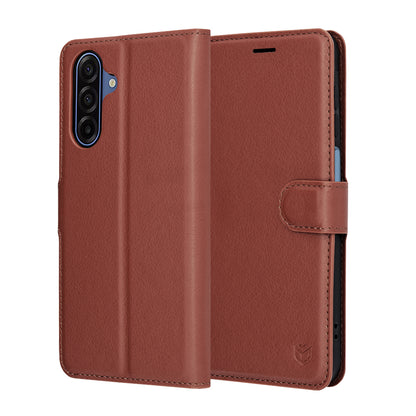 Hülle für Samsung Galaxy A17 4G / A17 5G, Techsuit, Leder-Folio, Braun