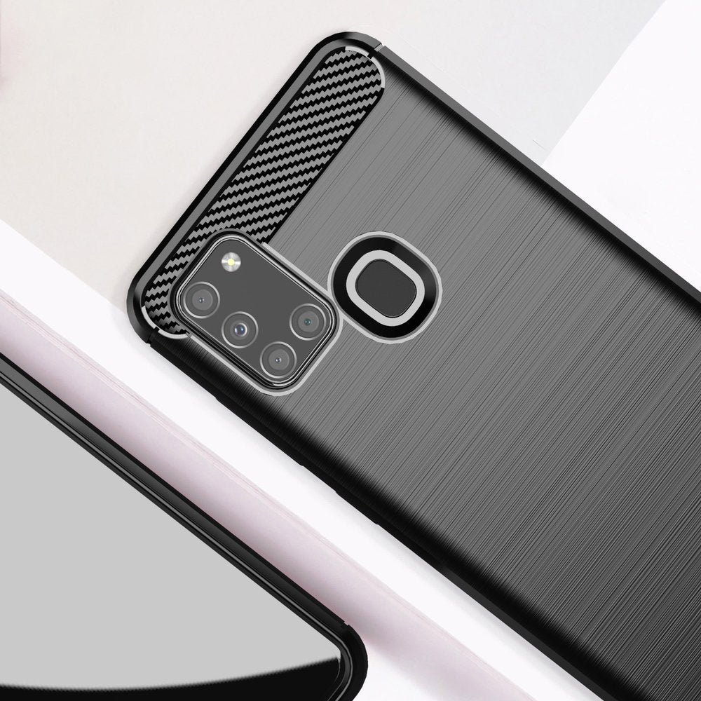 Hülle für Samsung Galaxy A21s A217, Techsuit, Carbon, Schwarz