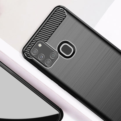 Hülle für Samsung Galaxy A21s A217, Techsuit, Carbon, Schwarz