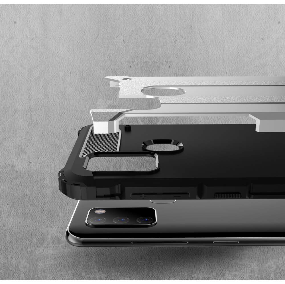 Hülle für Samsung Galaxy A21s A217, Techsuit, Hybrid Armor, Schwarz
