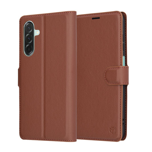 Coque pour Samsung Galaxy A26 A266, Techsuit, Leather Folio, Marron