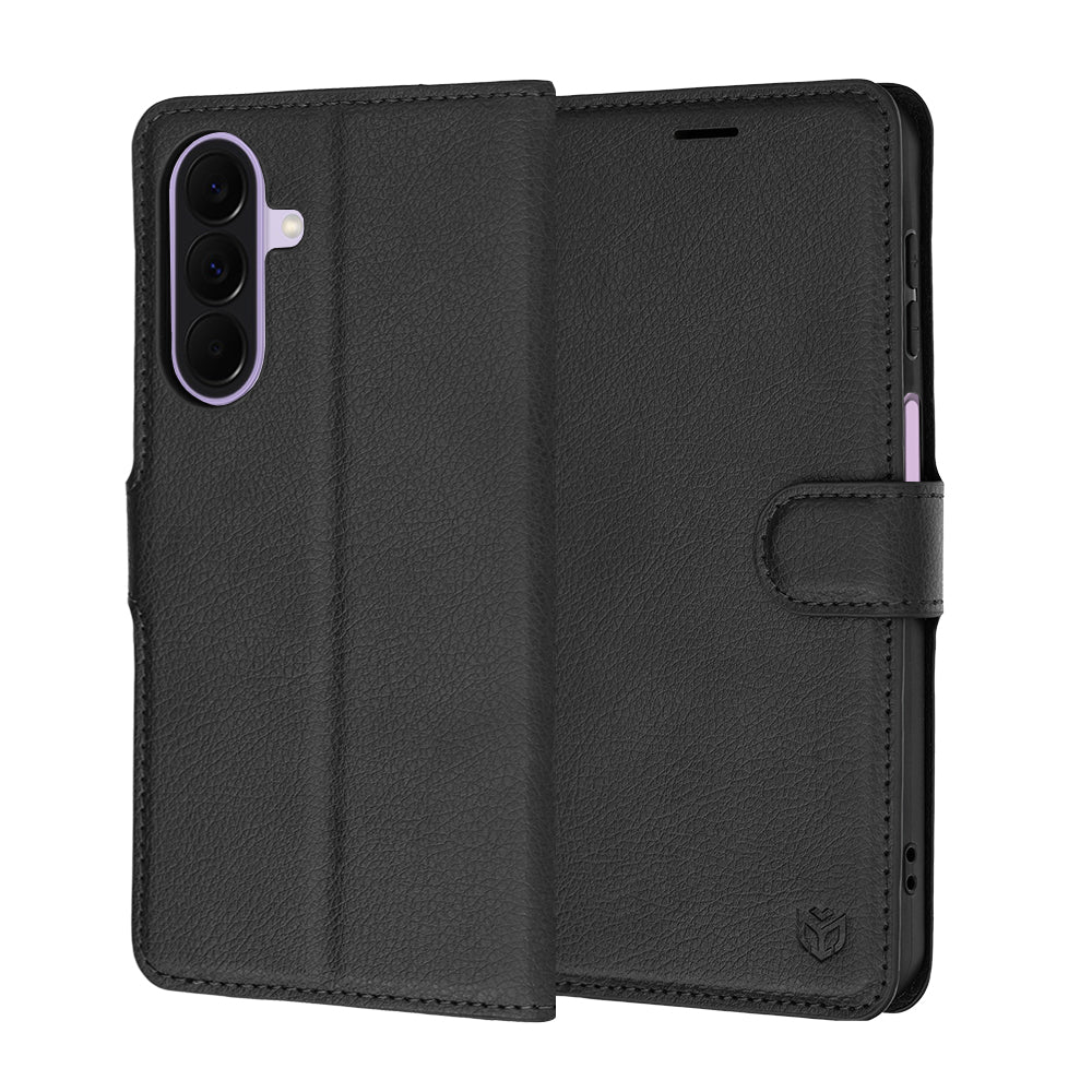 Hülle für Samsung Galaxy A27 5G, Techsuit, Leder-Folio, Schwarz