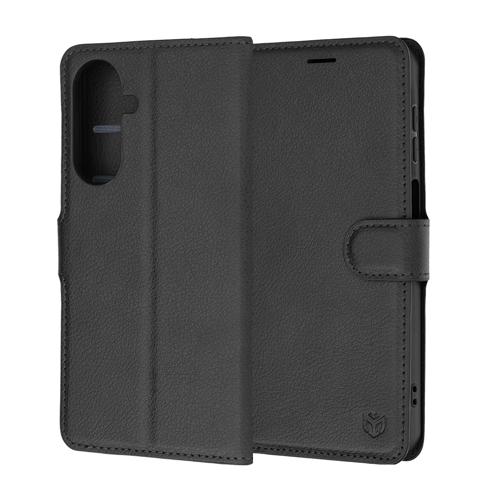 Hülle für Samsung Galaxy A27 5G, Techsuit, Leder-Folio, Schwarz