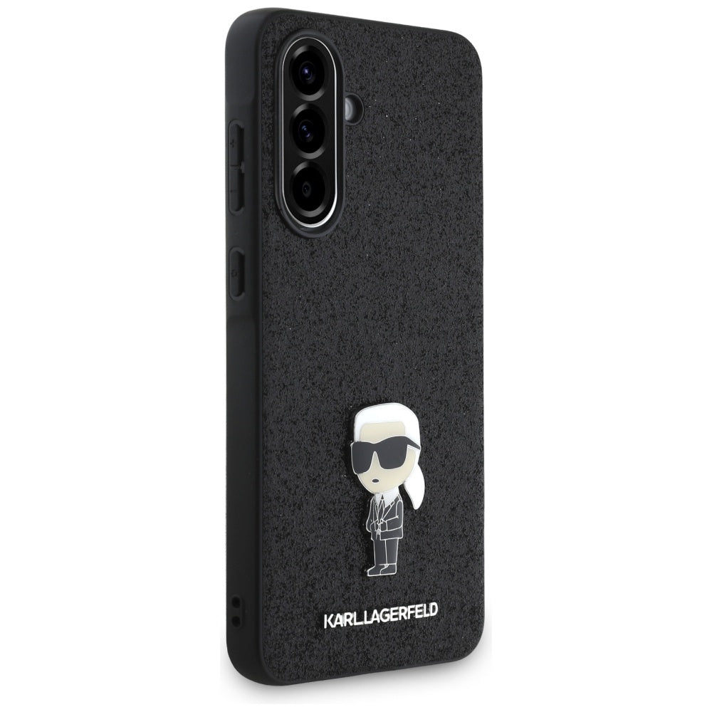 Hülle für Samsung Galaxy A36 A366, Karl Lagerfeld, Glitter Fixed Ikonik Karl, Schwarz