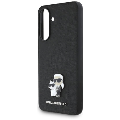 Case for Samsung Galaxy A36 A366, Karl Lagerfeld, Saffiano Karl & Choupette Metal, Black