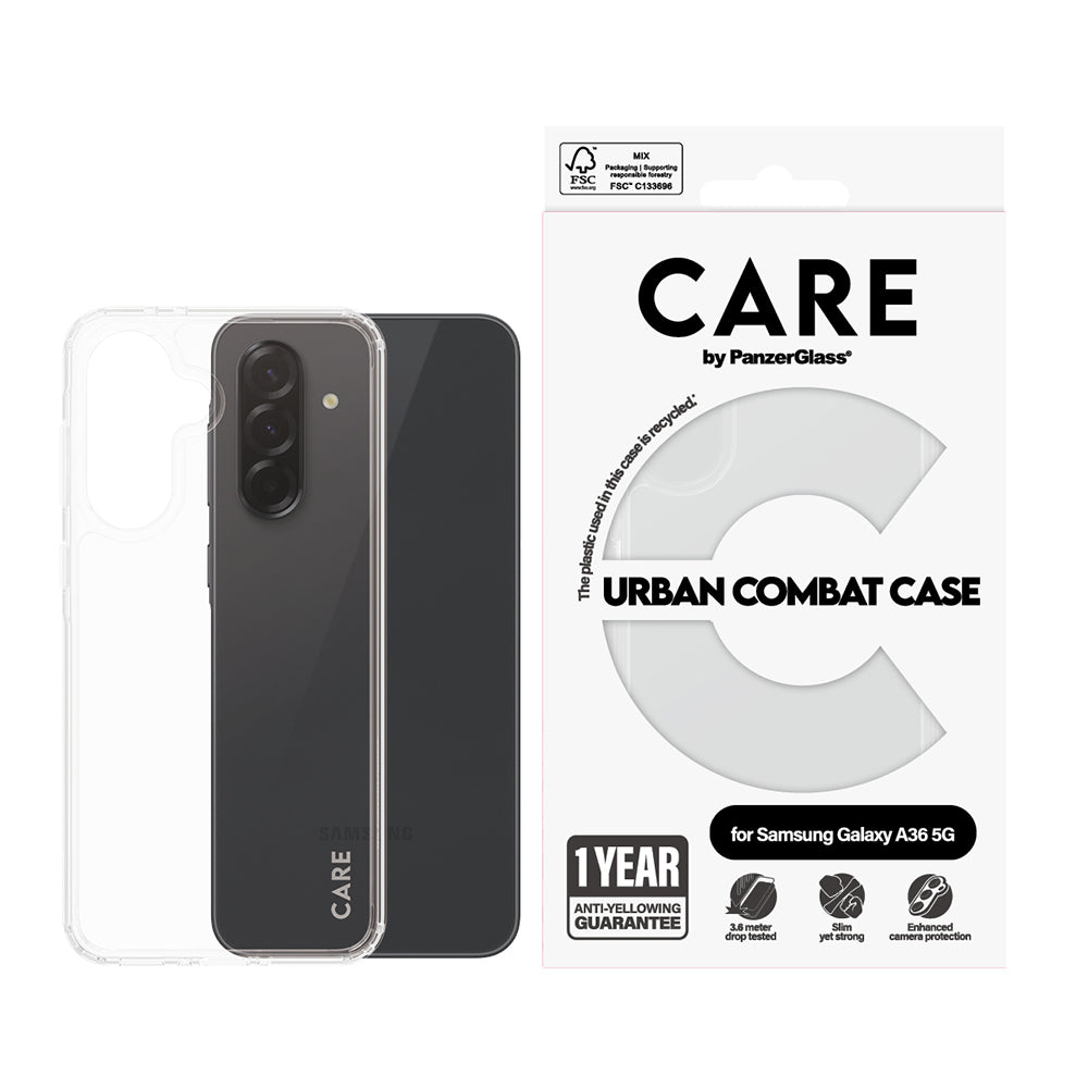 Hülle für Samsung Galaxy A36 A366, PanzerGlass, Care Urban Combat, Transparent