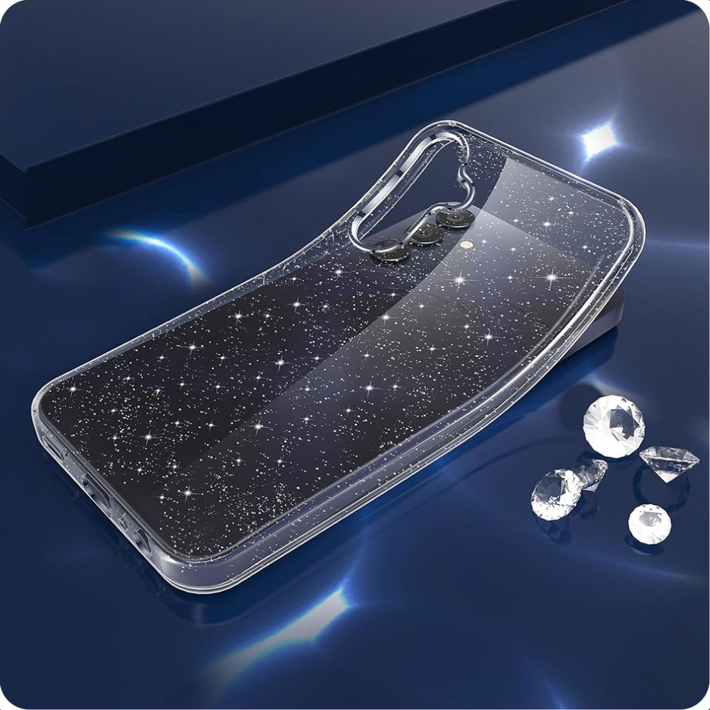 Case for Samsung Galaxy A55 5G A556, Techsuit, SparkleSkin, Transparent
