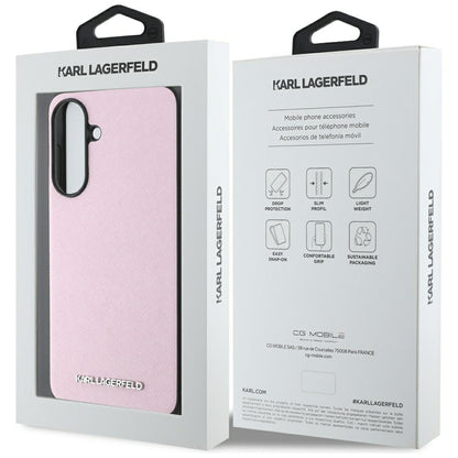 Case for Samsung Galaxy A56 A566, Karl Lagerfeld, Saffiano Metal Logo, Pink