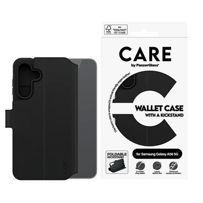 Case for Samsung Galaxy A56 A566, PanzerGlass, Care Feature Kickstand Wallet, Black