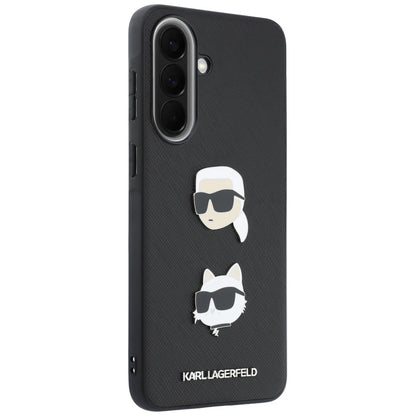Hülle für Samsung Galaxy A57 5G, Karl Lagerfeld, Geprägte Karl- & Choupette-Kopf-Pins und Logo, Schwarz