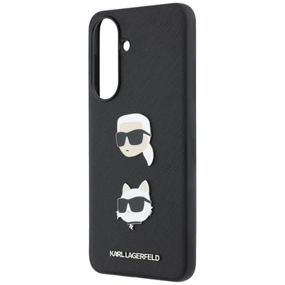 Hülle für Samsung Galaxy A57 5G, Karl Lagerfeld, Geprägte Karl- & Choupette-Kopf-Pins und Logo, Schwarz