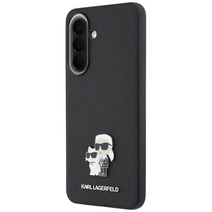Hülle für Samsung Galaxy A57 5G, Karl Lagerfeld, Saffiano Karl & Choupette Metal, Schwarz