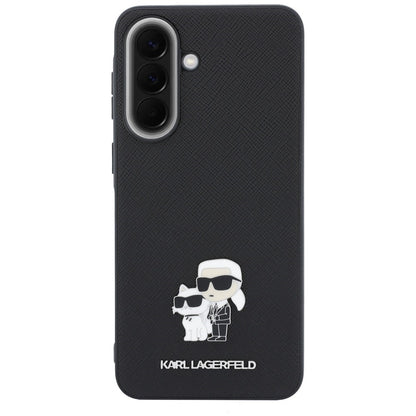 Hülle für Samsung Galaxy A57 5G, Karl Lagerfeld, Saffiano Karl & Choupette Metal, Schwarz