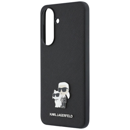 Hülle für Samsung Galaxy A57 5G, Karl Lagerfeld, Saffiano Karl & Choupette Metal, Schwarz
