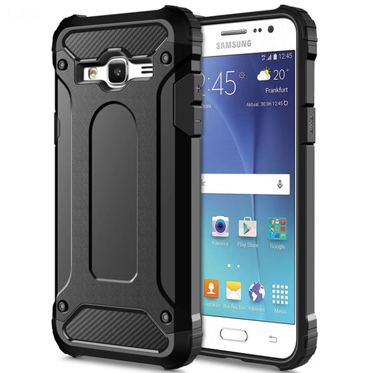 Hülle für Samsung Galaxy J5 J500, Techsuit, Hybrid Armor, Schwarz