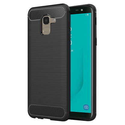 Coque pour Samsung Galaxy J6 J600, Techsuit, Carbone, Noire