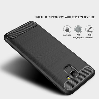 Coque pour Samsung Galaxy J6 J600, Techsuit, Carbone, Noire