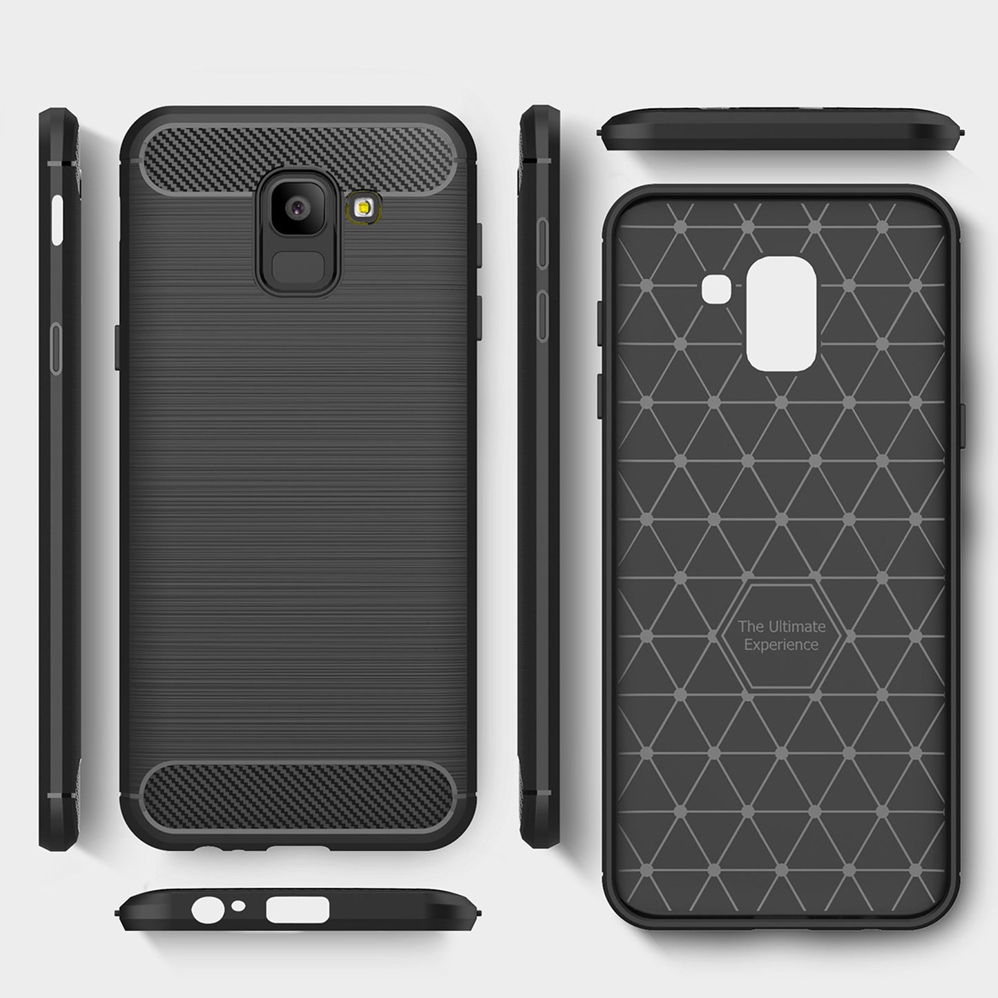 Coque pour Samsung Galaxy J6 J600, Techsuit, Carbone, Noire