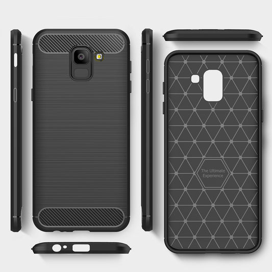 Hülle für Samsung Galaxy J6 J600, Techsuit, Carbon, Schwarz
