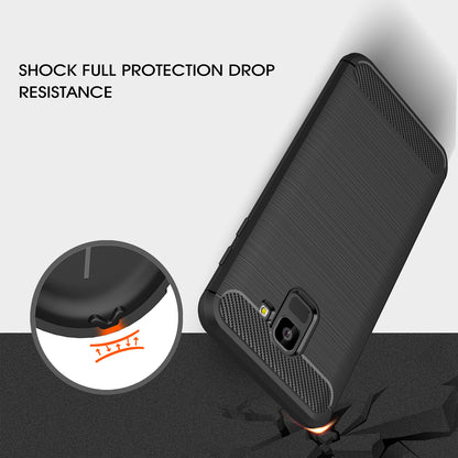Coque pour Samsung Galaxy J6 J600, Techsuit, Carbone, Noire